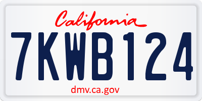 CA license plate 7KWB124