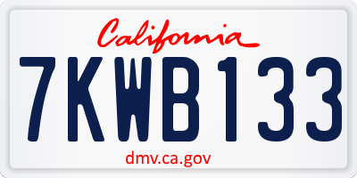 CA license plate 7KWB133