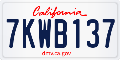 CA license plate 7KWB137