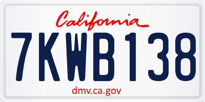 CA license plate 7KWB138
