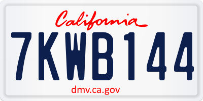 CA license plate 7KWB144