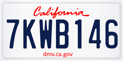 CA license plate 7KWB146