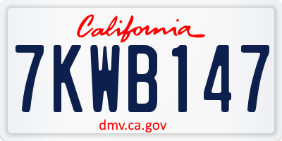 CA license plate 7KWB147