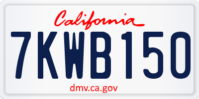 CA license plate 7KWB150