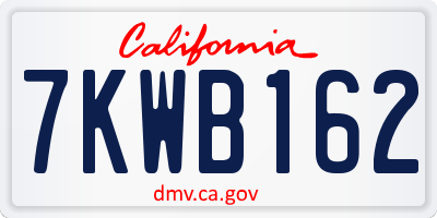 CA license plate 7KWB162