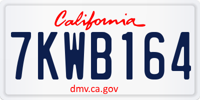 CA license plate 7KWB164