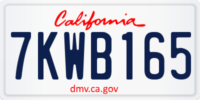 CA license plate 7KWB165