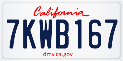 CA license plate 7KWB167