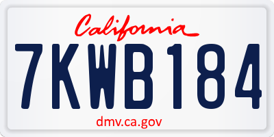 CA license plate 7KWB184