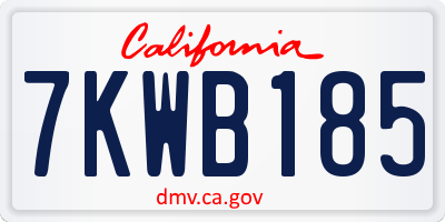 CA license plate 7KWB185