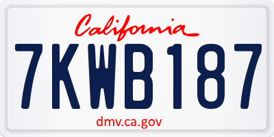 CA license plate 7KWB187