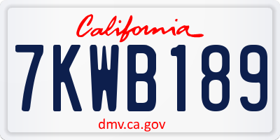 CA license plate 7KWB189