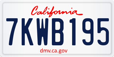CA license plate 7KWB195