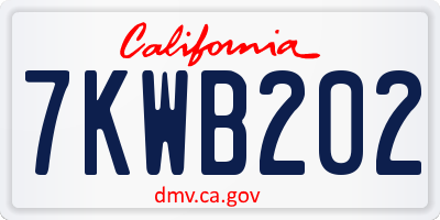 CA license plate 7KWB202