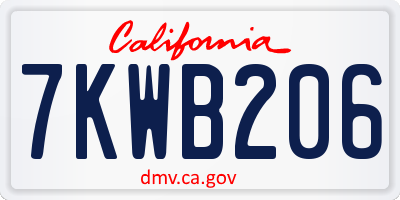 CA license plate 7KWB206
