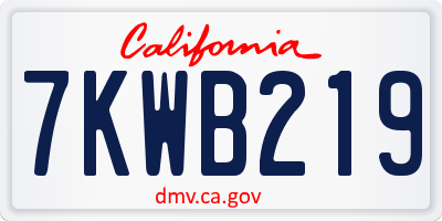 CA license plate 7KWB219