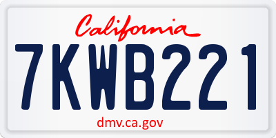 CA license plate 7KWB221