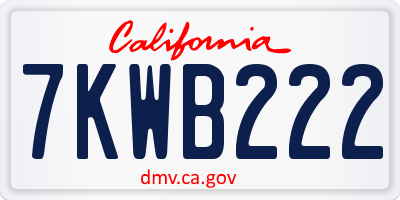 CA license plate 7KWB222