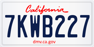 CA license plate 7KWB227