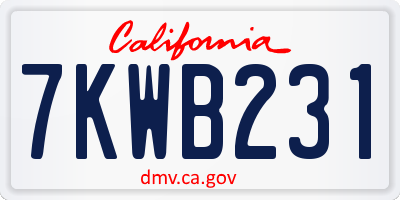 CA license plate 7KWB231