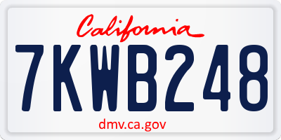 CA license plate 7KWB248