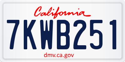 CA license plate 7KWB251