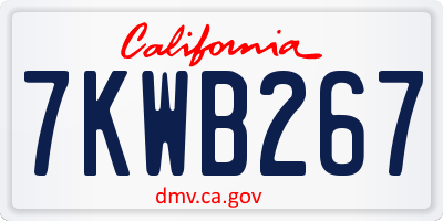 CA license plate 7KWB267
