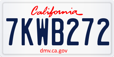CA license plate 7KWB272