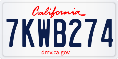 CA license plate 7KWB274
