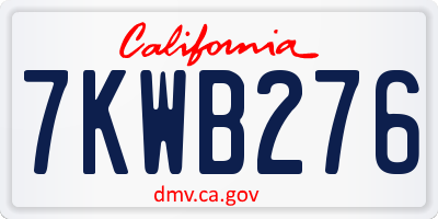 CA license plate 7KWB276