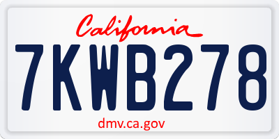 CA license plate 7KWB278