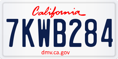 CA license plate 7KWB284