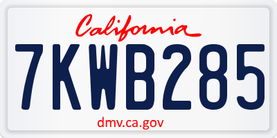 CA license plate 7KWB285
