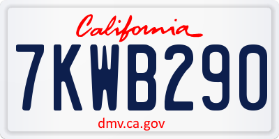 CA license plate 7KWB290