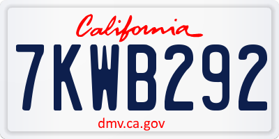 CA license plate 7KWB292