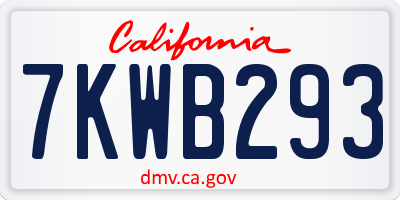 CA license plate 7KWB293