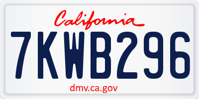 CA license plate 7KWB296