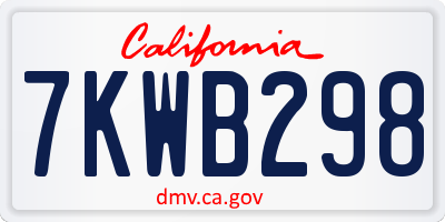 CA license plate 7KWB298