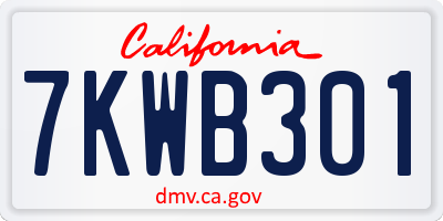 CA license plate 7KWB301