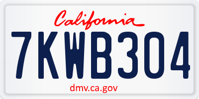 CA license plate 7KWB304