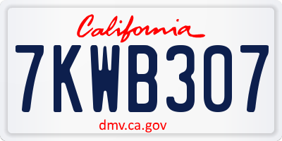 CA license plate 7KWB307