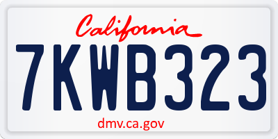 CA license plate 7KWB323
