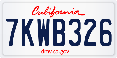 CA license plate 7KWB326