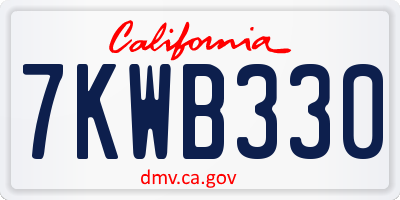 CA license plate 7KWB330