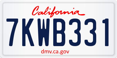 CA license plate 7KWB331