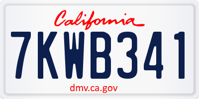 CA license plate 7KWB341