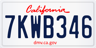 CA license plate 7KWB346