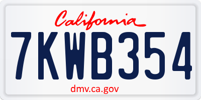 CA license plate 7KWB354