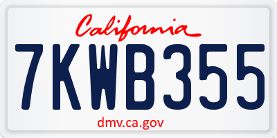 CA license plate 7KWB355