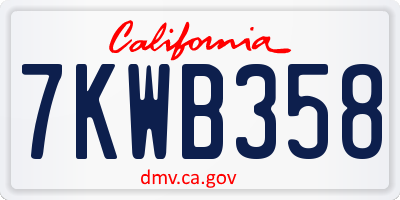 CA license plate 7KWB358